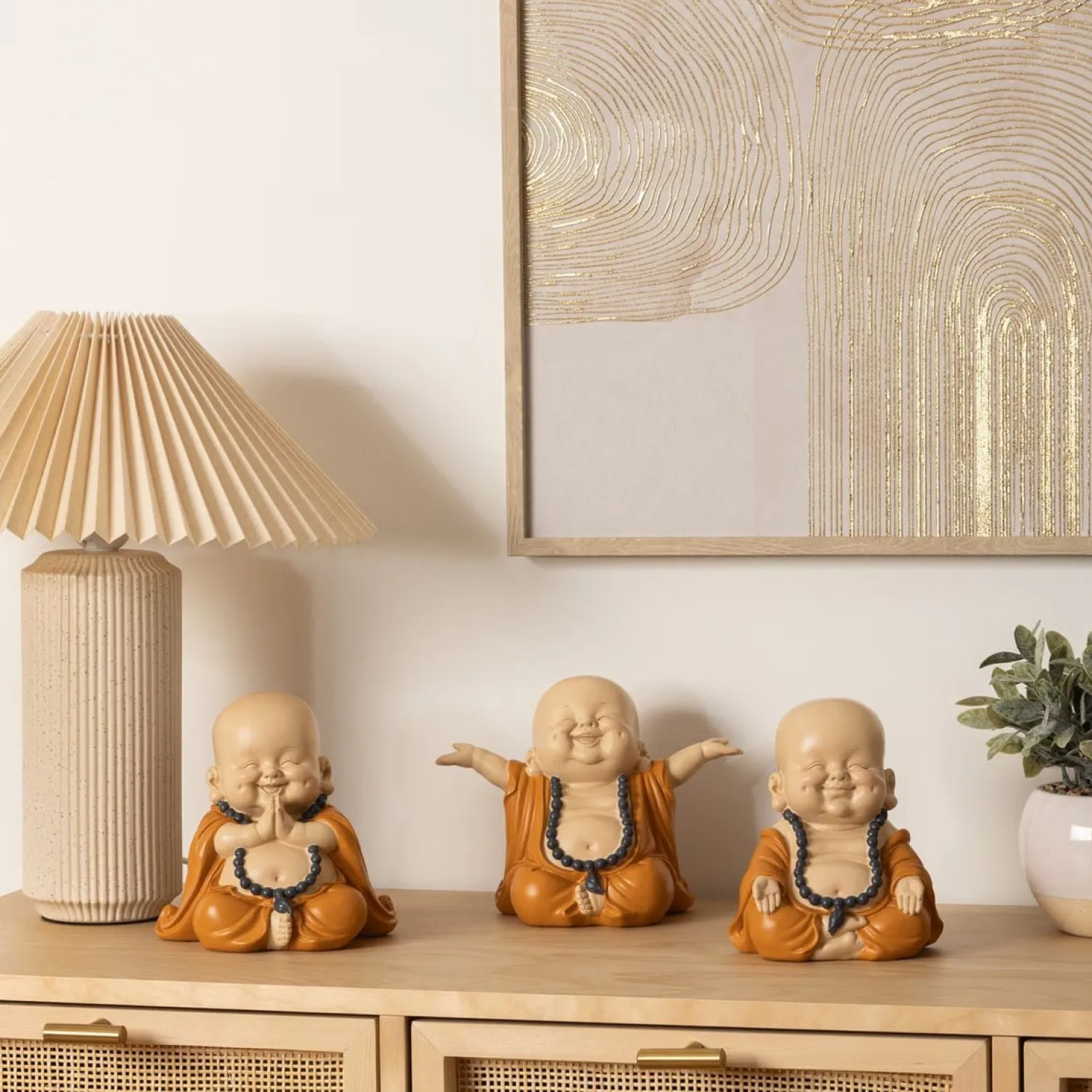 Komplet 3 figurek Budda Baya kolorowe dekoracyjne