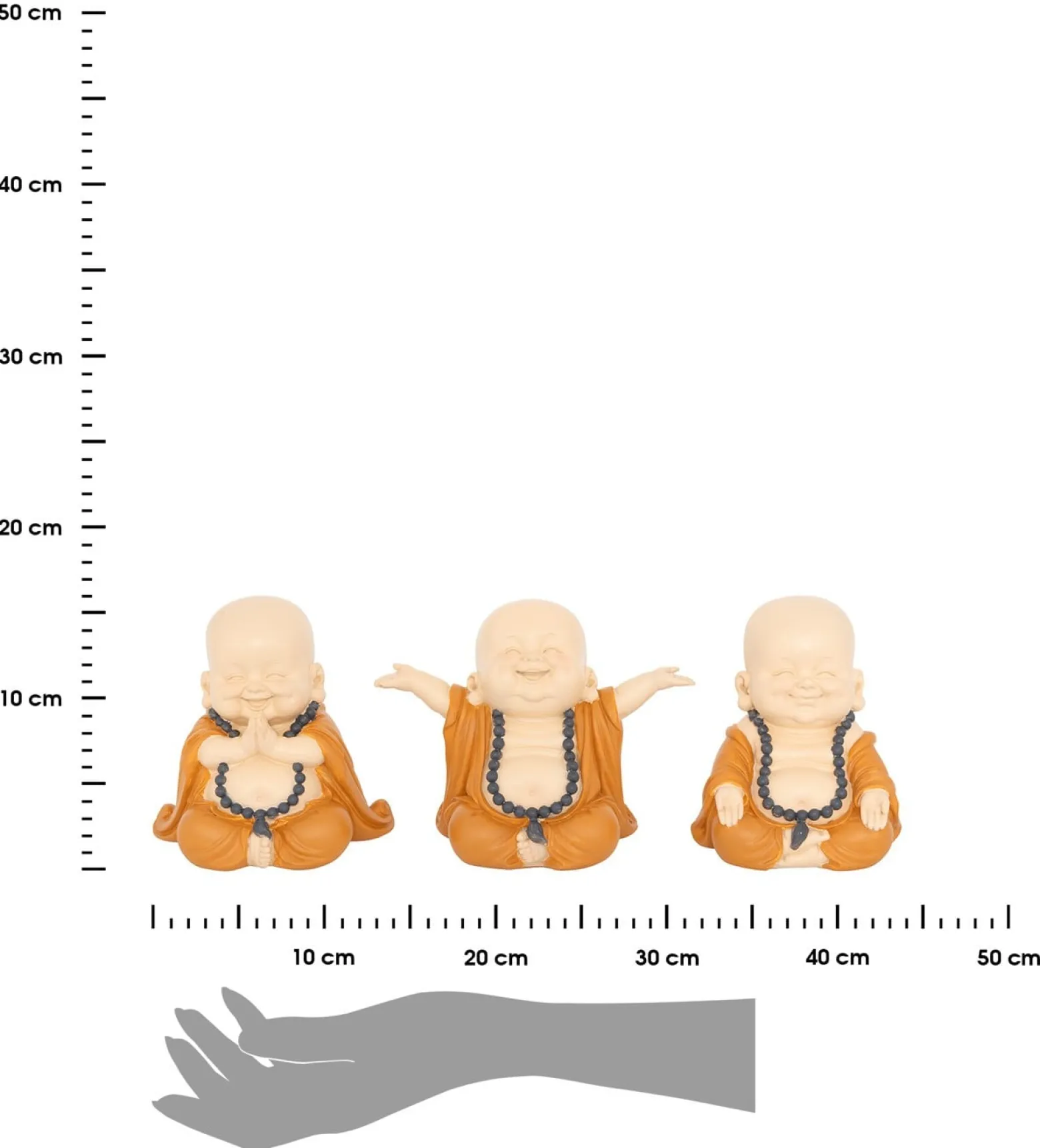 Komplet 3 figurek Budda Baya kolorowe dekoracyjne