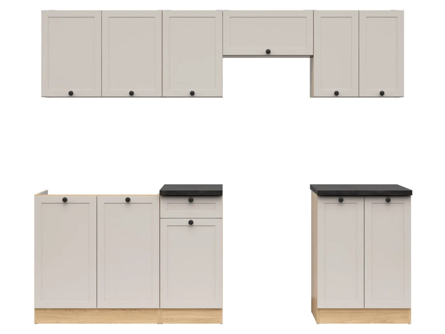Komplet kuchenny Junona Line 240 cm dąb bernstein/uni kaszmir z blatem