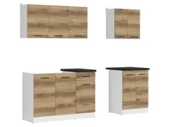 Komplet kuchenny Junona Line A 180 cm dąb delano jasny z blatem