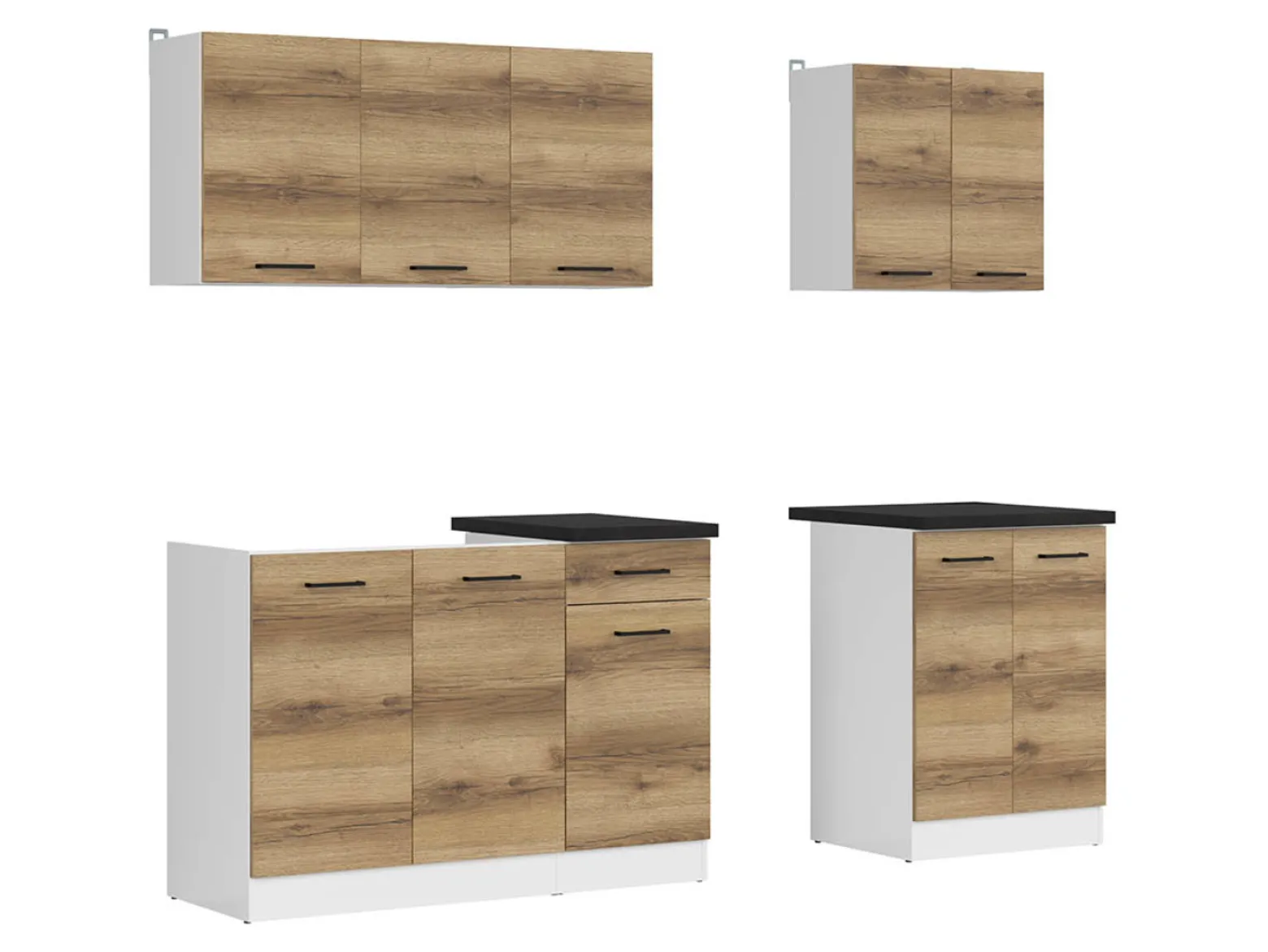 Komplet kuchenny Junona Line A 180 cm dąb delano jasny z blatem