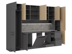Komplet kuchenny Milino Medium B 332 cm z blatem antracyt/dąb barbera piaskowy
