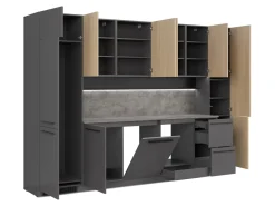 Komplet kuchenny Milino Medium B 332 cm z blatem antracyt/dąb barbera piaskowy