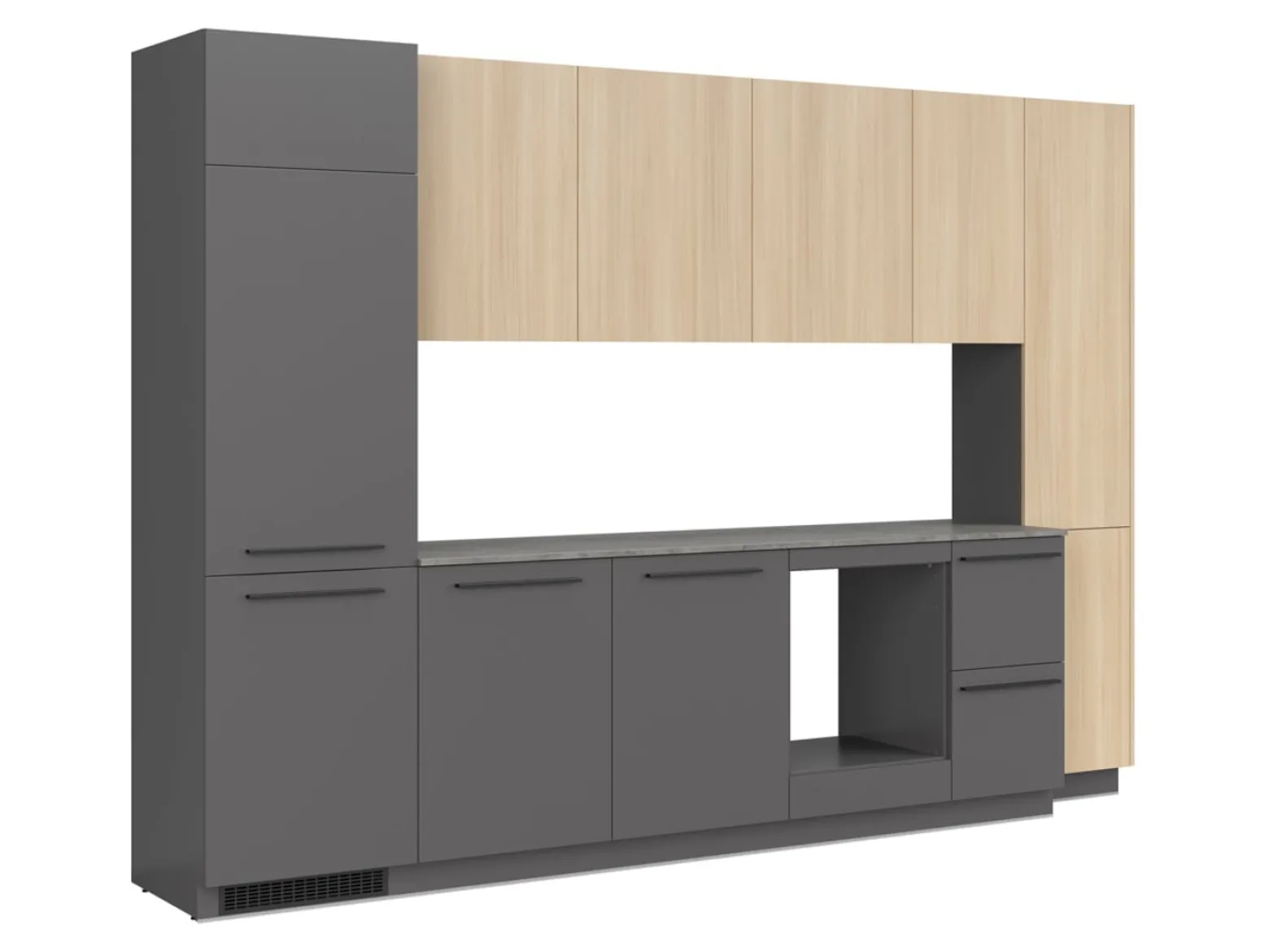 Komplet kuchenny Milino Medium B 332 cm z blatem antracyt/dąb barbera piaskowy