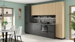 Komplet kuchenny Milino Medium B 332 cm z blatem antracyt/dąb barbera piaskowy
