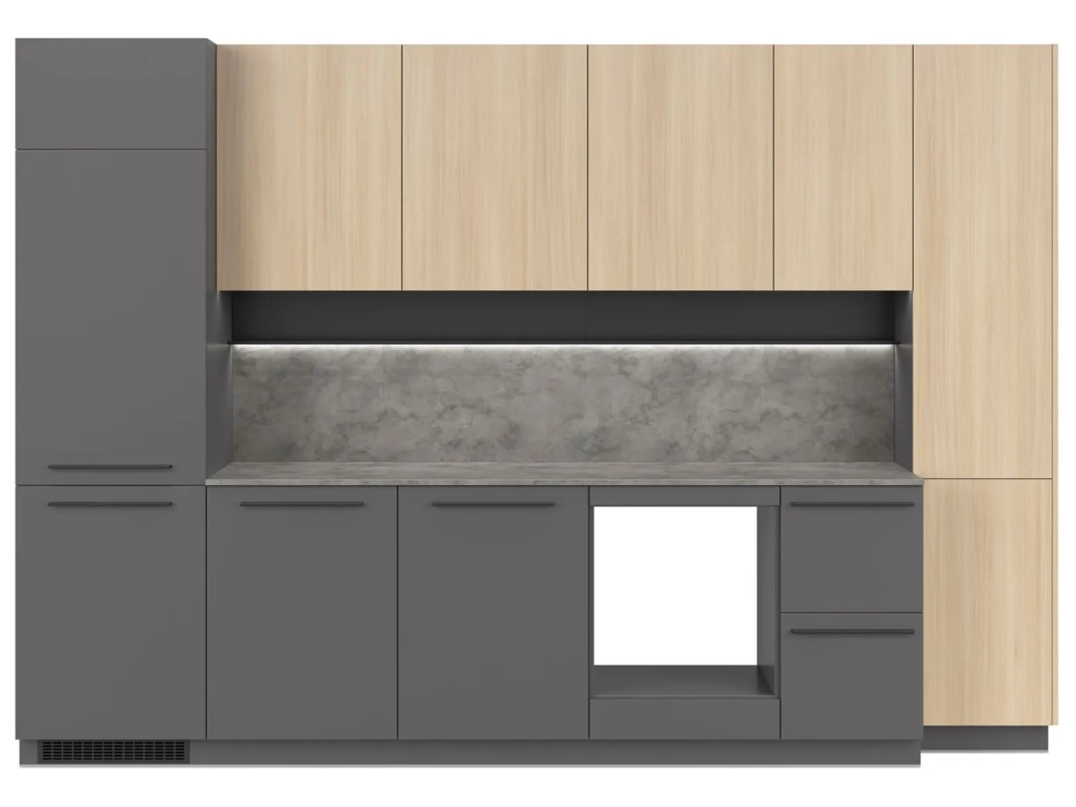 Komplet kuchenny Milino Medium B 332 cm z blatem antracyt/dąb barbera piaskowy