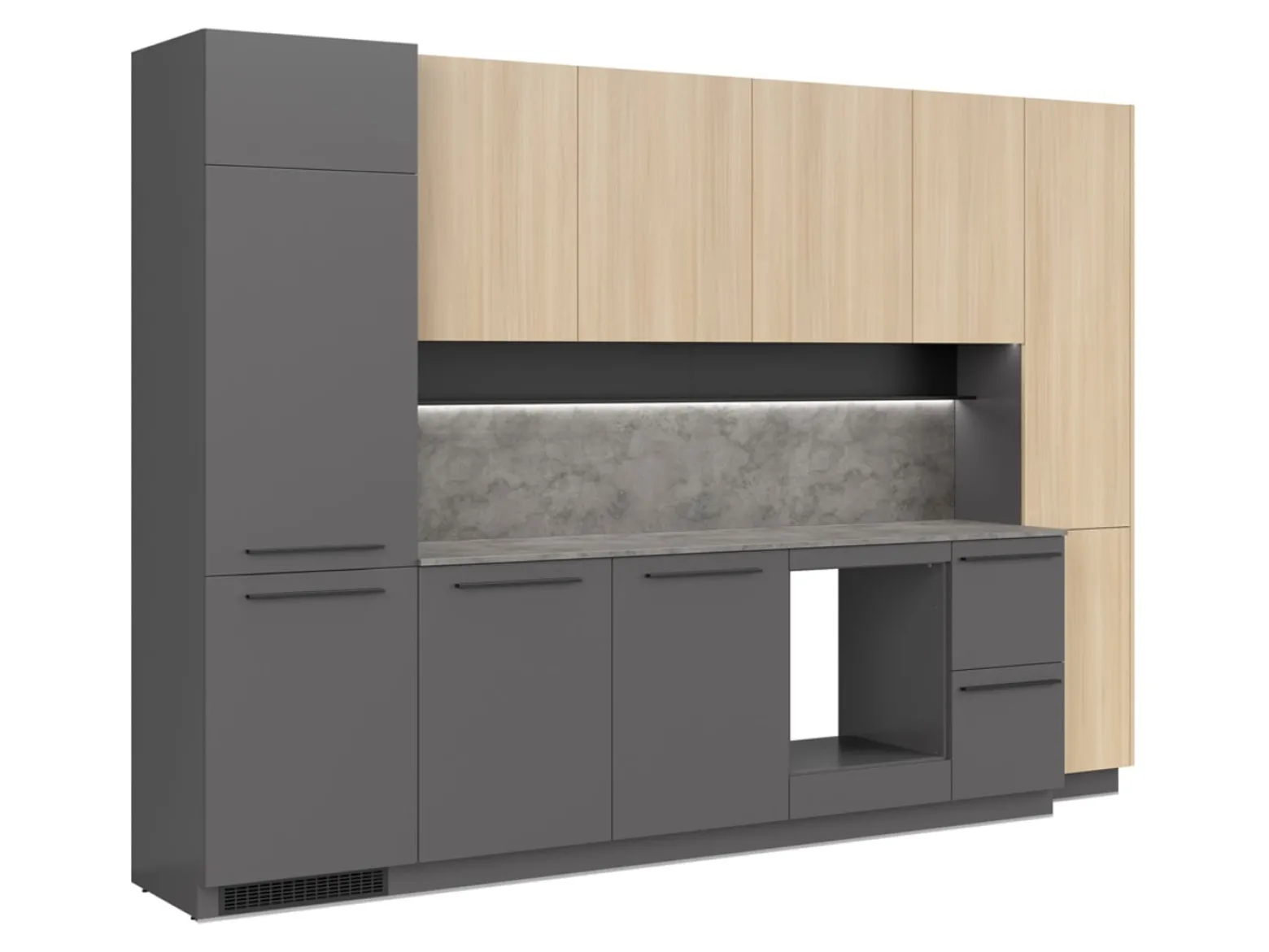 Komplet kuchenny Milino Medium B 332 cm z blatem antracyt/dąb barbera piaskowy