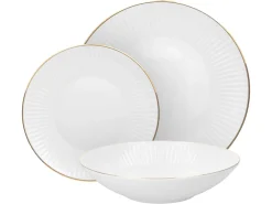 Komplet obiadowy porcelanowy Chodzież Dalia 18 el. biało-złoty