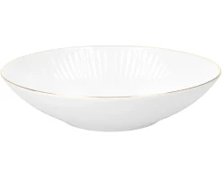 Komplet obiadowy porcelanowy Chodzież Dalia 18 el. biało-złoty