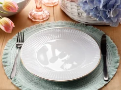 Komplet obiadowy porcelanowy Chodzież Dalia 18 el. biało-złoty