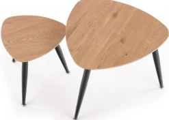 Komplet 2 stolików Nicea Dąb 60x60x49 40x40x41 cm do salonu
