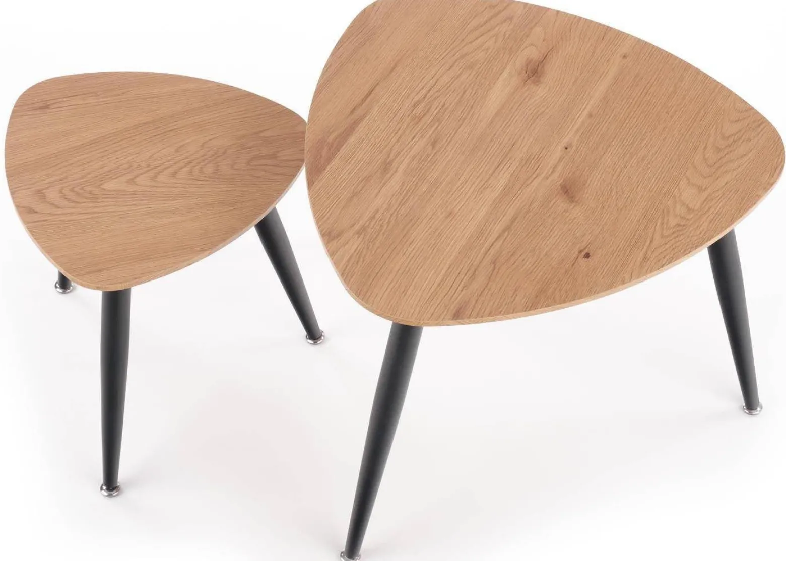 Komplet 2 stolików Nicea Dąb 60x60x49 40x40x41 cm do salonu