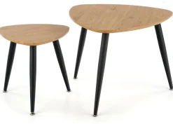 Komplet 2 stolików Nicea Dąb 60x60x49 40x40x41 cm do salonu