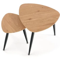 Komplet 2 stolików Nicea Dąb 60x60x49 40x40x41 cm do salonu