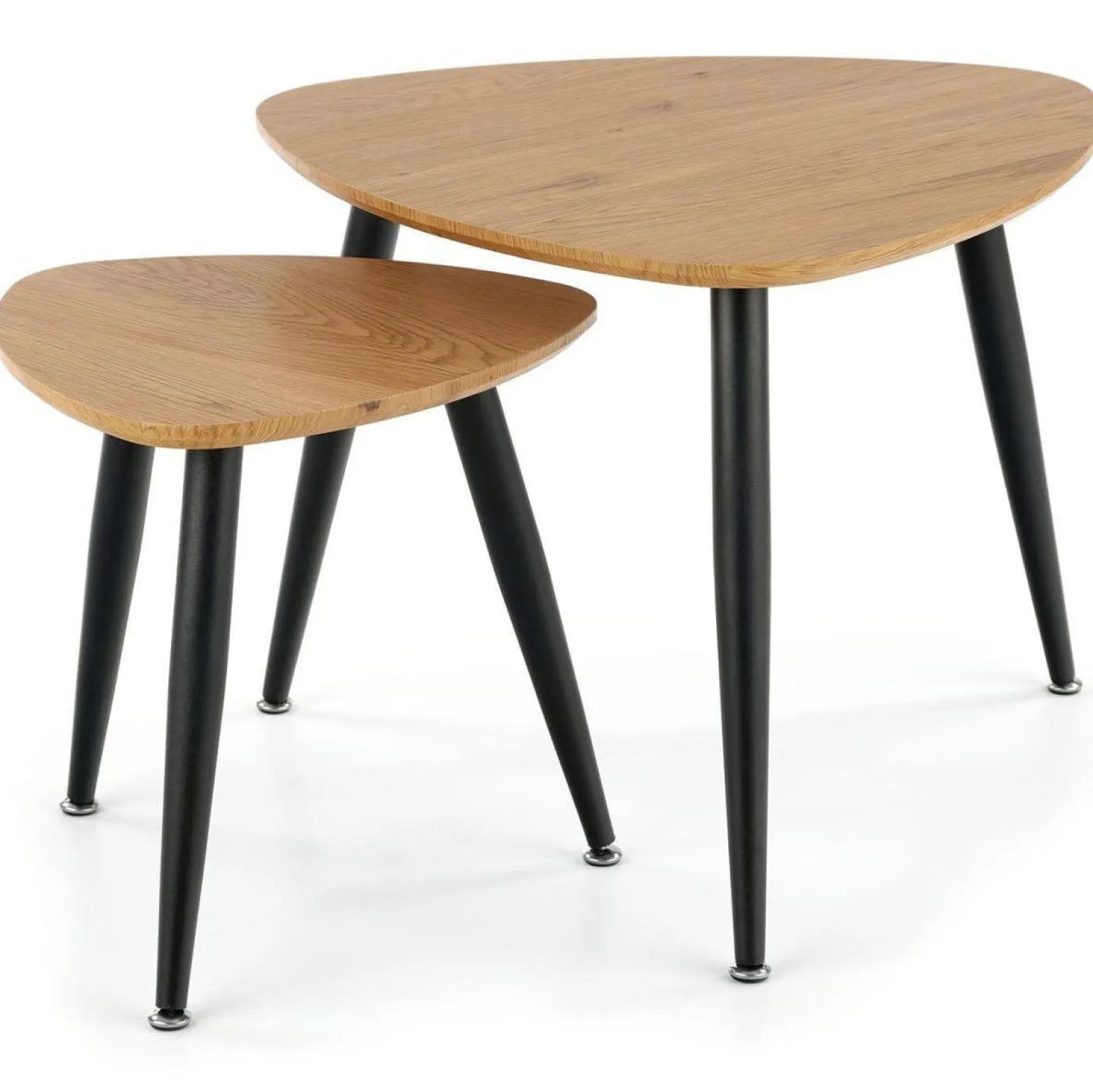 Komplet 2 stolików Nicea Dąb 60x60x49 40x40x41 cm do salonu