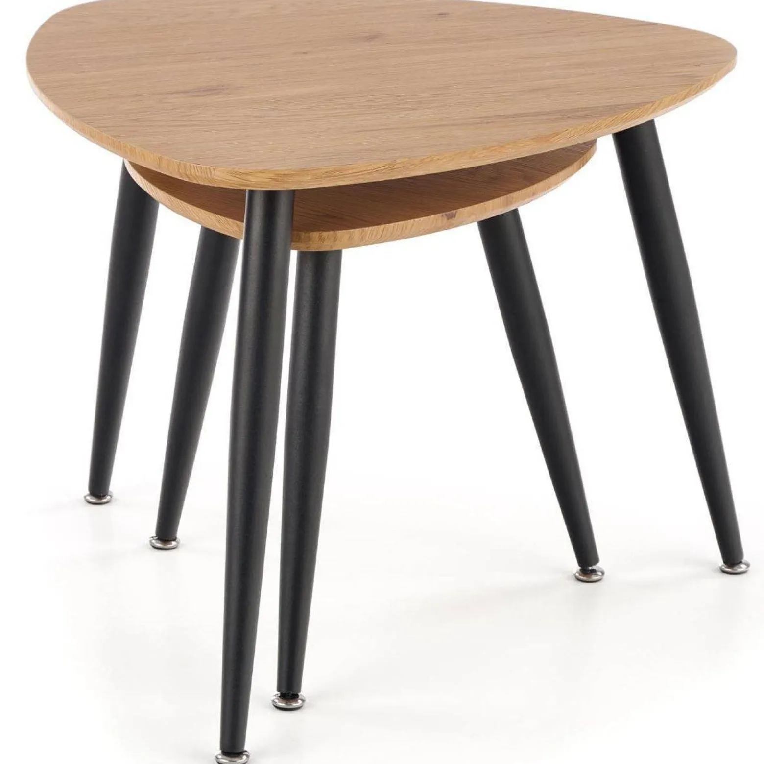 Komplet 2 stolików Nicea Dąb 60x60x49 40x40x41 cm do salonu