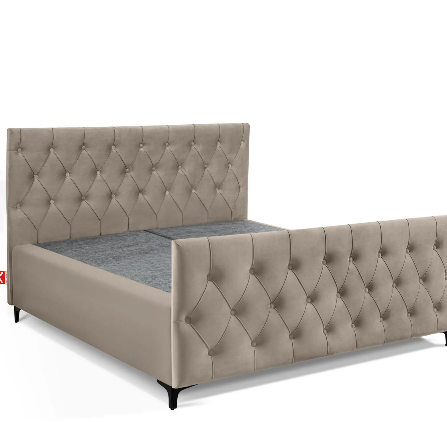KONSIMO ARDEA welurowe łóżko dwuosobowe 160x200, z pikowanym zagłówkiem