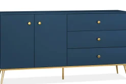 KONSIMO ARICIA Duża komoda 160 cm granatowa ze złotymi elementami elegancka
