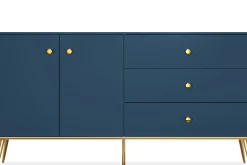KONSIMO ARICIA Duża komoda 160 cm granatowa ze złotymi elementami elegancka