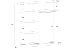 KONSIMO CASTARI Szafa przesuwna z lustrem biały/dąb artisan 200 cm modern