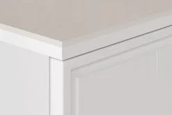 KONSIMO ISORIA Elegancka komoda 120 cm biały połysk, złote elementy glamour