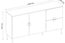 KONSIMO VIDIS Duża nowoczesna komoda jasny dąb 160 cm metalowe nogi