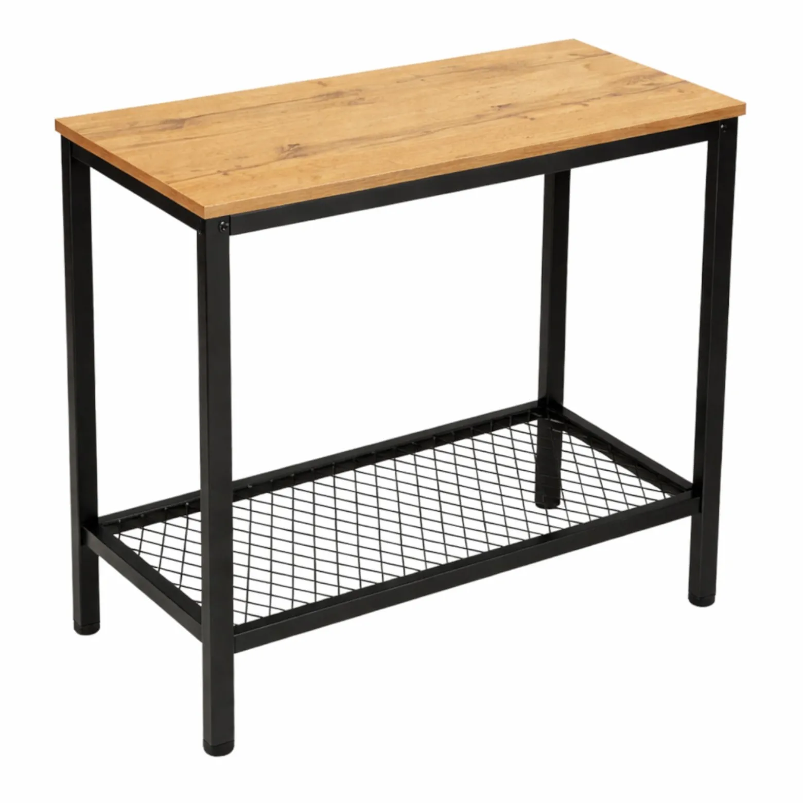 Konsola loft stolik pomocniczy dąb czarny metal półka do przedpokoju BEGRYF