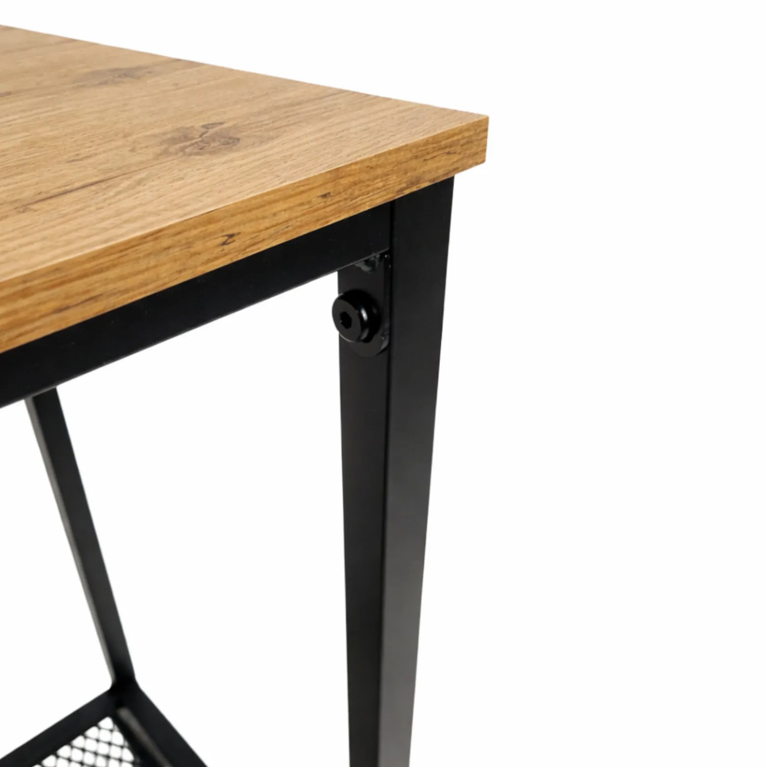 Konsola loft stolik pomocniczy dąb czarny metal półka do przedpokoju BEGRYF