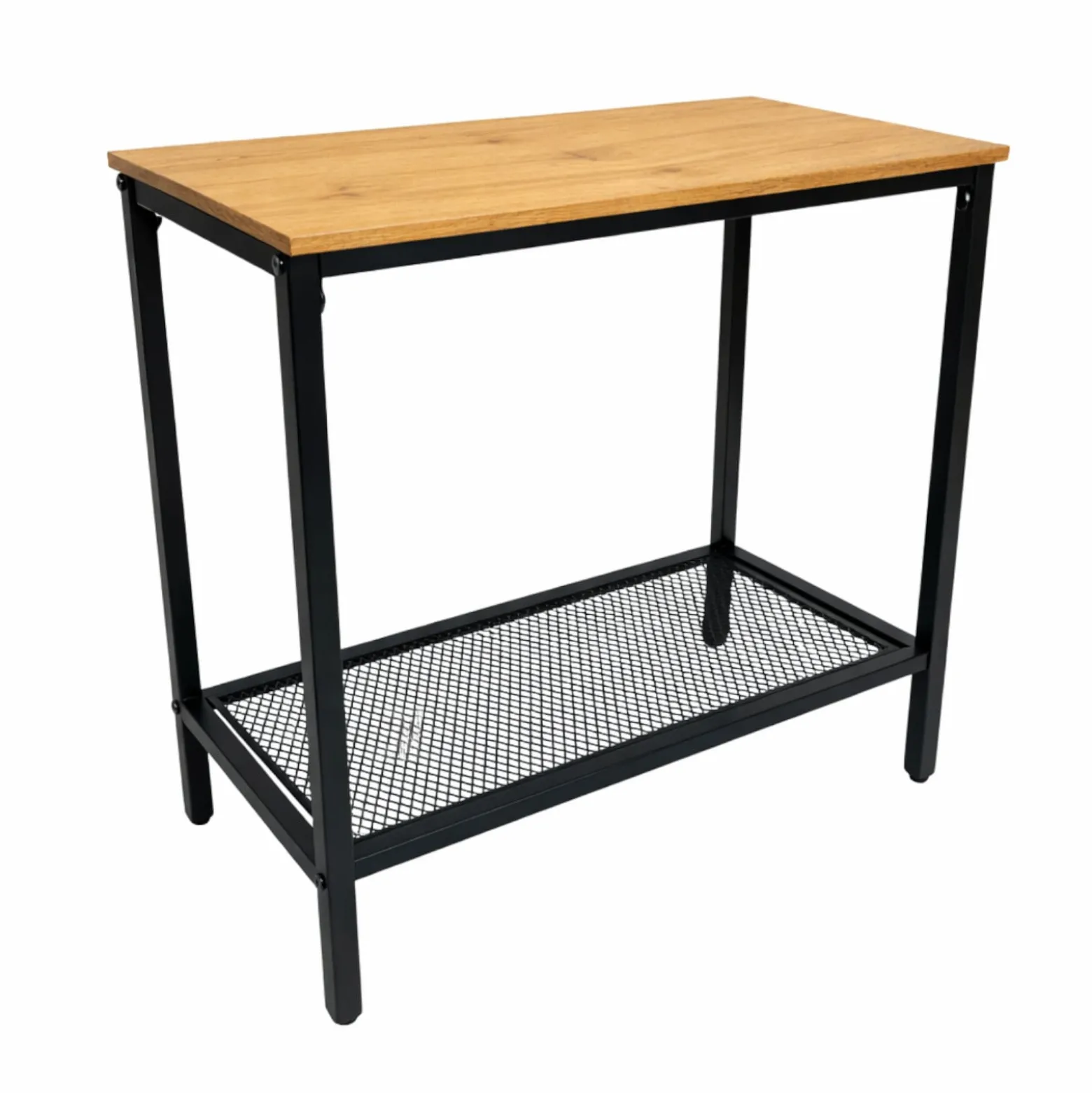 Konsola loft stolik pomocniczy dąb czarny metal półka do przedpokoju BEGRYF