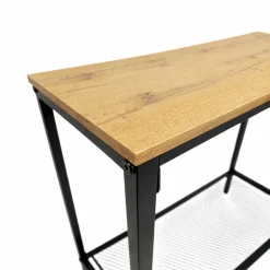 Konsola loft stolik pomocniczy dąb czarny metal półka do przedpokoju BEGRYF