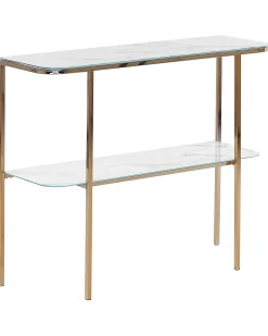 Konsola stolik 100x33cm blat marmur biały złoty