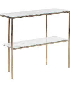 Konsola stolik 100x33cm blat marmur biały złoty