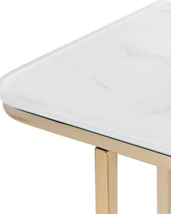 Konsola stolik 100x33cm blat marmur biały złoty