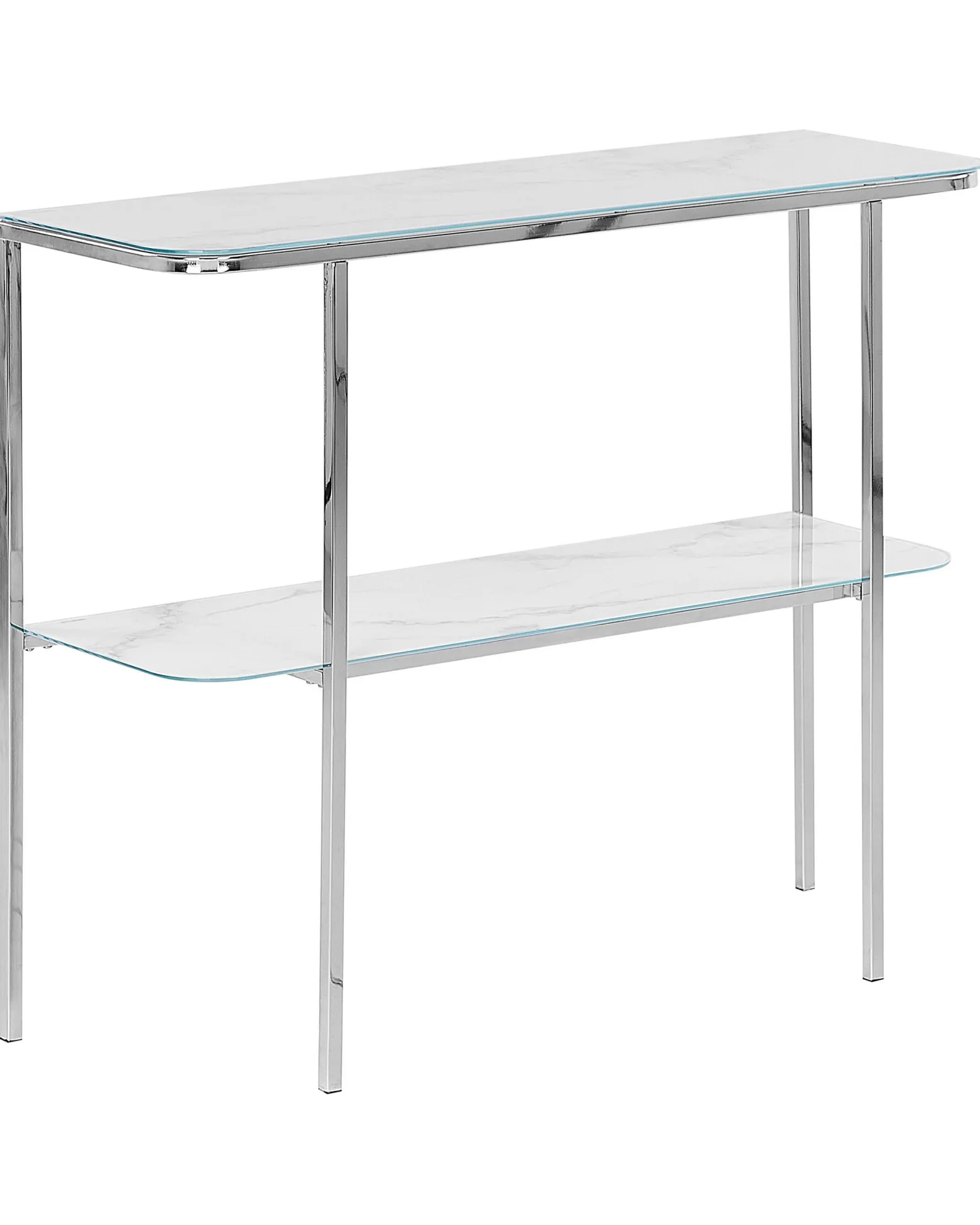 Konsola stolik 100x33cm blat marmur biały srebrny