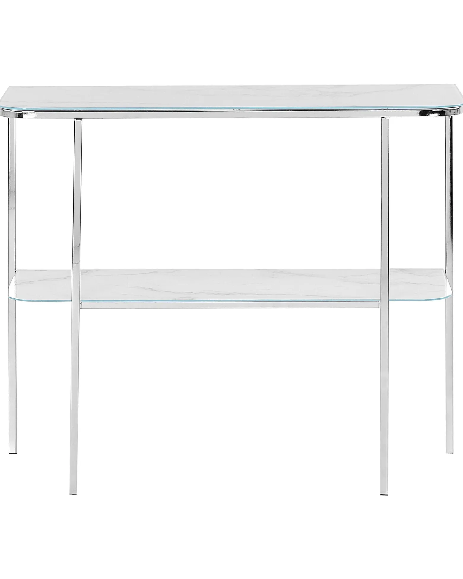 Konsola stolik 100x33cm blat marmur biały srebrny