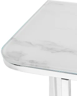 Konsola stolik 100x33cm blat marmur biały srebrny