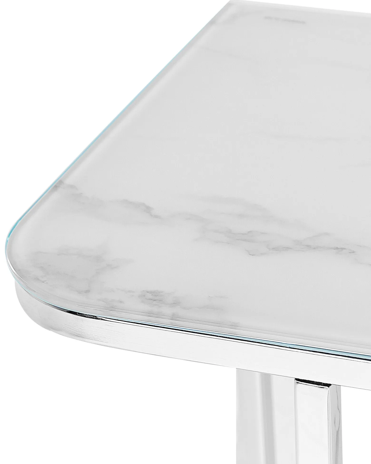 Konsola stolik 100x33cm blat marmur biały srebrny
