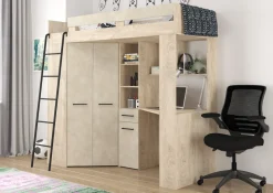 Łóżko Piętrowe Antresola 3w1 z szafą biurkiem FIX lewe / prawe