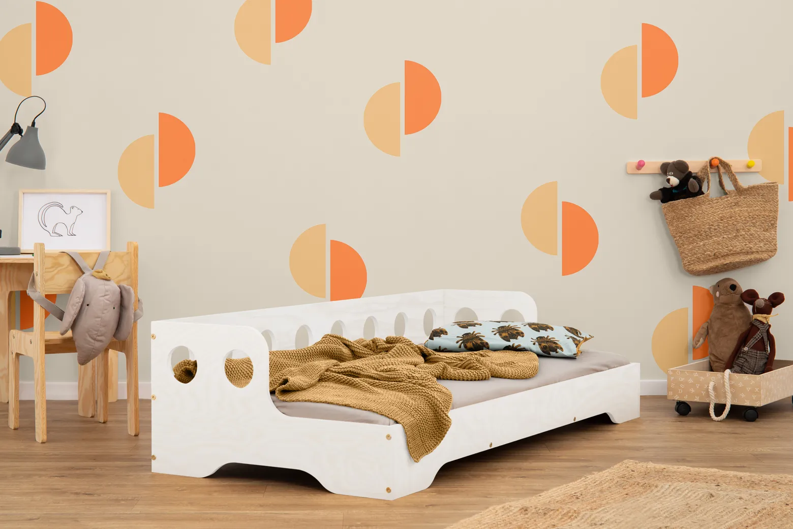 Łóżko pojedyncze drewniane TILA 5S Białe - SMARTWOOD®