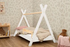Łóżko pojedyncze drewniane TIPI Białe - SMARTWOOD®
