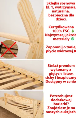 Łóżko pojedyncze drewniane TIPI Białe - SMARTWOOD®