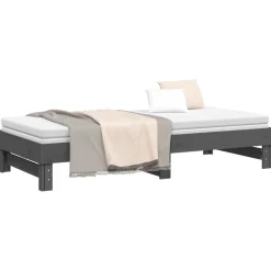Łóżko rozsuwane szare 2x(90x200) cm lite drewno sosnowe