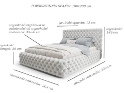 Łóżko Styl Chesterfield Figo Extra Czarne Stelaż Drewno 180