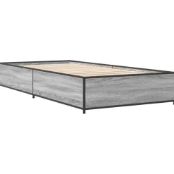 Łóżko Szare Rama Łóżka Ze Stelażem Do Sypialni Pokoju 75x190 cm