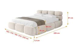 Łóżko tapicerowane bez materaca + pojemnik NOMA-v1 - 120x200 cm Beżowy