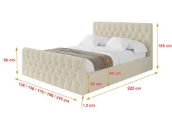 Łóżko tapicerowane bez materaca + pojemnik RENO-Z-120x200 cm Beżowy
