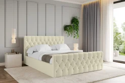 Łóżko tapicerowane bez materaca + pojemnik RENO-Z-120x200 cm Beżowy