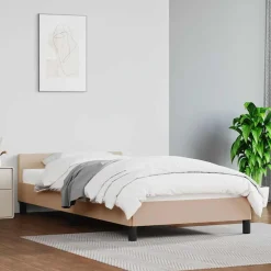 Łóżko Tapicerowane Cappuccino Rama Łóżka Ze Stelażem 100x200 cm