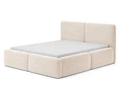 Łóżko tapicerowane Laval 180x200 beżowe tkanina boucle