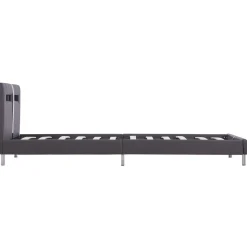 Łóżko tapicerowane rama łóżka ze stelażem szara skóra led 90 x 200 cm
